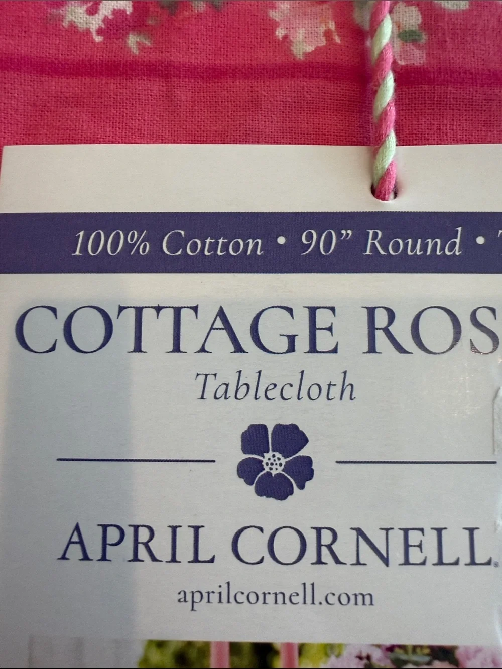 April Cornell cottage rose pink rose table cover tablecloth round 90”